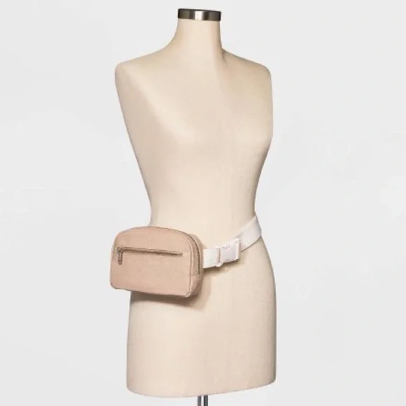 🆕 Nude Tan Fanny Pack, Bum Bag, Crossbody with Cream Strap - Picture 9 of 11